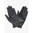 Black leather lemieux competition gloves showing back with subtle white logo and stitching for closer contact feel updated construction
