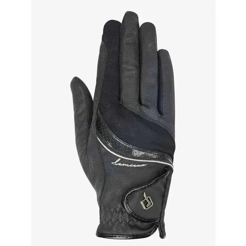 Black lemieux competition gloves with updated construction and subtle white stitching for a closer contact feel