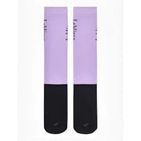 Lavender and black two-tone lemieux competition socks with im mio text perfect for riding and training sessions
