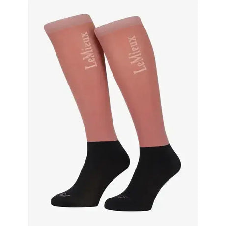 Pink and black lemieux competition socks with sleek two-tone design perfect for riding in the peony 2 pack