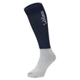 Navy blue and gray lemieux competition socks with white embroidery perfect for close contact riding twin pack