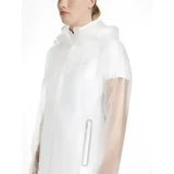 White translucent lemieux competition waterproof jacket clear with hood and reflective zipper detail