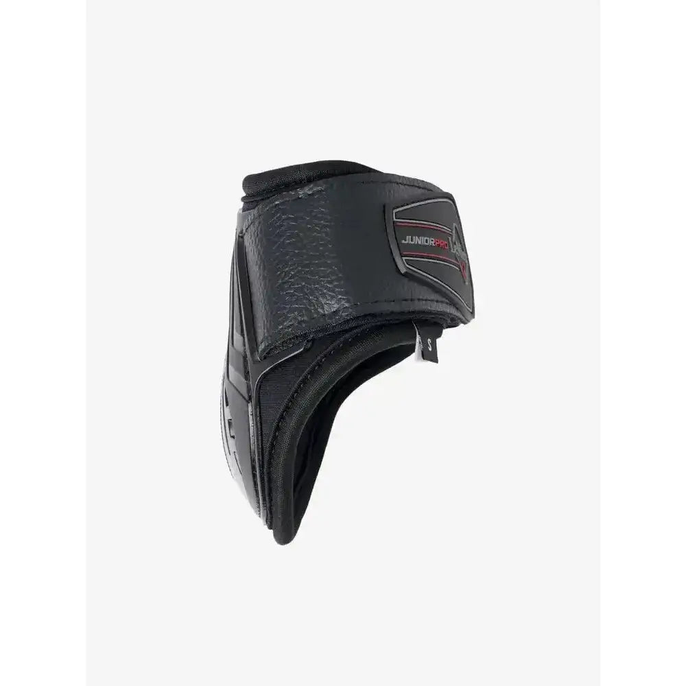 Black leather lemieux compliant junior pro fetlock boots black with textured surface and junior pro logo patch