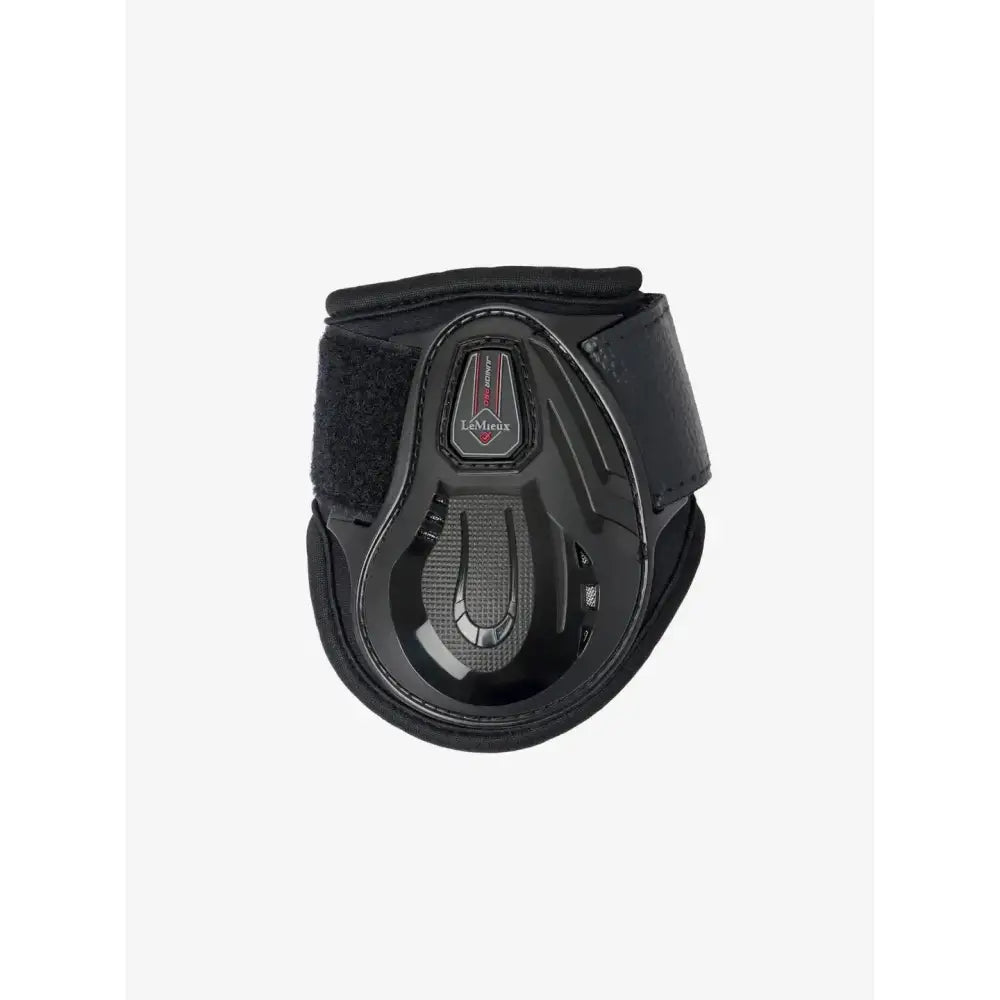 Black lemieux compliant junior pro fetlock boots with glossy finish and textured grip areas for protection