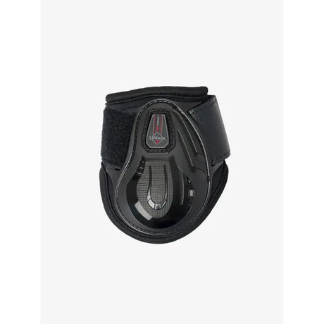 Black lemieux compliant junior pro fetlock boots with glossy finish and textured grip areas for protection