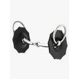 Black lemieux contoured rubber bit with silver metal rings and central bar fits rubber bit guards easily