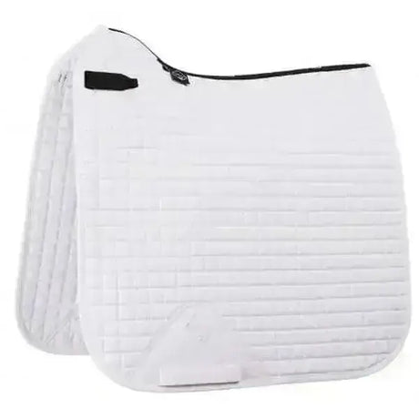 White quilted lemieux cotton dressage square with black zipper and trim perfect for dressage use