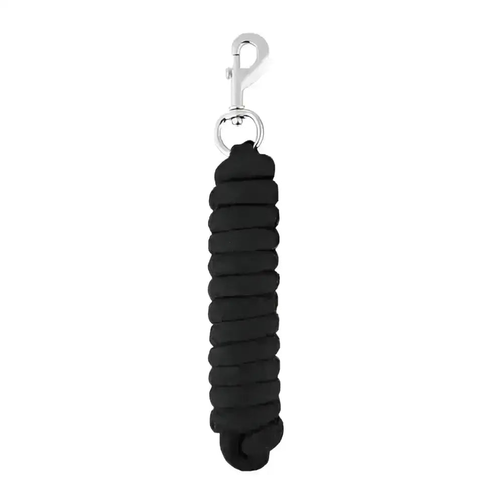 LeMieux cotton lead black coiled cotton lead rope with silver toned metal clip made from high quality woven cotton