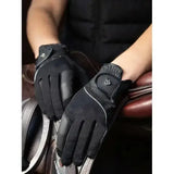 Black lemieux crystal gloves with reinforced palm panels breathable mesh panel and silver logo on wrist strap