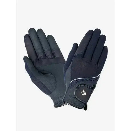 Black lemieux crystal gloves navy with breathable mesh panel and reinforced stitching for durable riding use