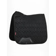 Black lemieux crystal suede dressage saddle pad with quilted texture and subtle branding perfect for dressage saddles