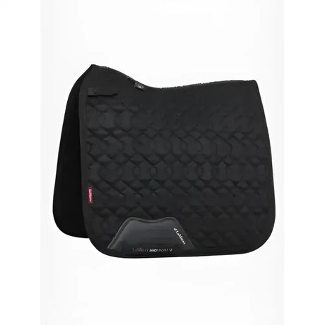 Black lemieux crystal suede dressage saddle pad with quilted texture and subtle branding perfect for dressage saddles