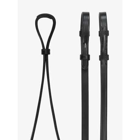LeMieux Curb Rein Black/Silver Pony Black/Silver Plain Leather Reins