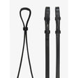 Black lemieux curb rein made of supple pre-oiled leather with looped handle and buckle closures for riding