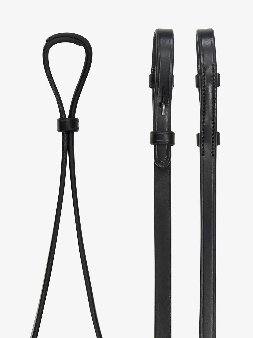 LeMieux Curb Rein Black/Silver Pony Black/Silver Plain Leather Reins