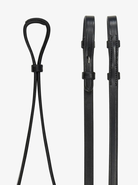 LeMieux Curb Rein Black/Silver Pony Black/Silver Plain Leather Reins