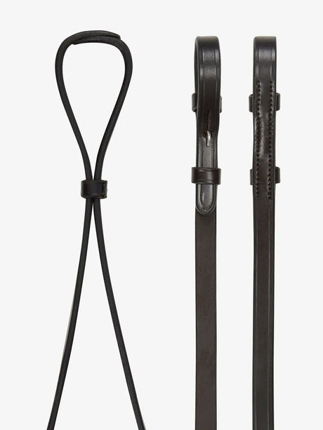 LeMieux Curb Rein Brown/Silver Pony Brown/Silver Plain Leather Reins