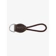 Brown leather lemieux d-ring extender keychain with silver ring for adding extra room to saddle pad d-ring