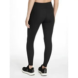 Black high-waisted lemieux dani sport legging with smooth, form-fitting material and subtle seam detailing