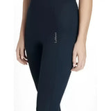 Black high waisted lemieux dani sport legging with subtle logo embroidery perfect for activewear navy details