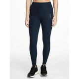 Navy blue high waisted lemieux dani sport legging with subtle side seam logo perfect for activewear