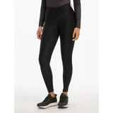 Black high-waisted lemieux demi pull breggings black with subtle textured pattern and full-seat silicone grip for riding