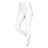 White lemieux demi pull breggings with smooth, form-fitting design and full-seat silicone grip for riding comfort