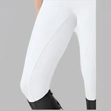 White lemieux demi pull breggings with full-seat silicone grip featuring smooth fit and black trim cuffs