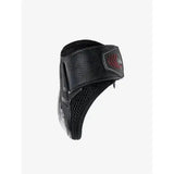 Black leather and mesh lemieux derby projump fetlock boot with red logo patch for horse ankle protection