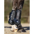 Black and blue lemieux derby projump tendon boot with adjustable straps for horse leg protection and support