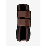 Brown and black lemieux derby projump tendon boot with velcro straps for hoof protection and support