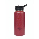 A vibrant red stainless steel lemieux drinks bottle ember with textured finish and black flip-top lid