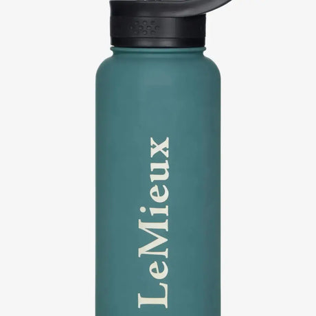 Teal matte-finish lemieux drinks bottle jungle with black flip-top lid and vertical white lemieux branding