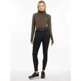 Black lemieux drytex waterproof breeches with subtle reflective stitching and sleek fit for all-weather riding