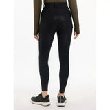Back view of black lemieux drytex waterproof breeches with high waist and perforated mesh panel for all-weather riding