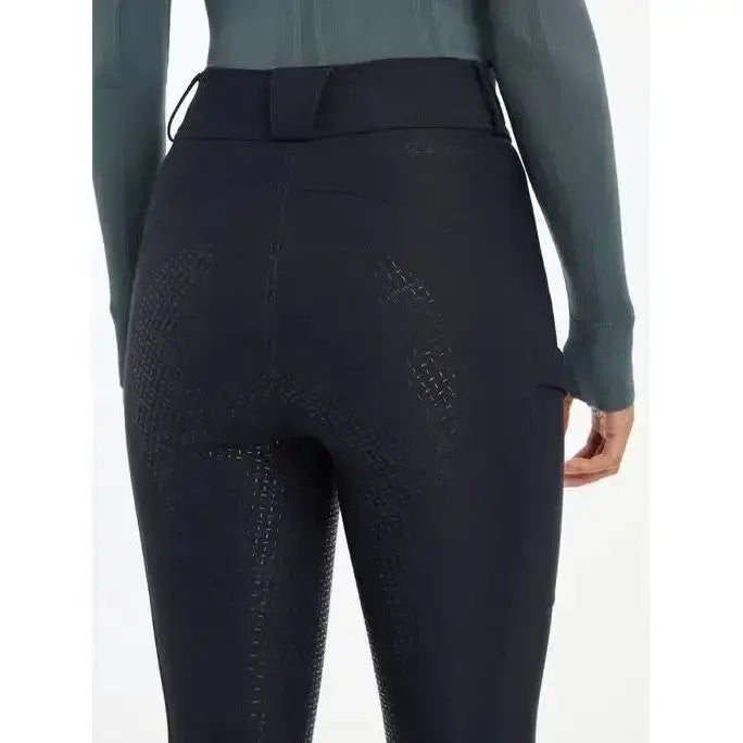 Black lemieux drytex waterproof breeches with high waist and subtle texture perfect for all-weather riding