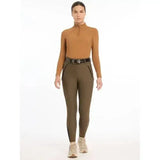 Olive green lemieux drytex waterproof breeches knee grip alpine with black zipper accents and fitted design