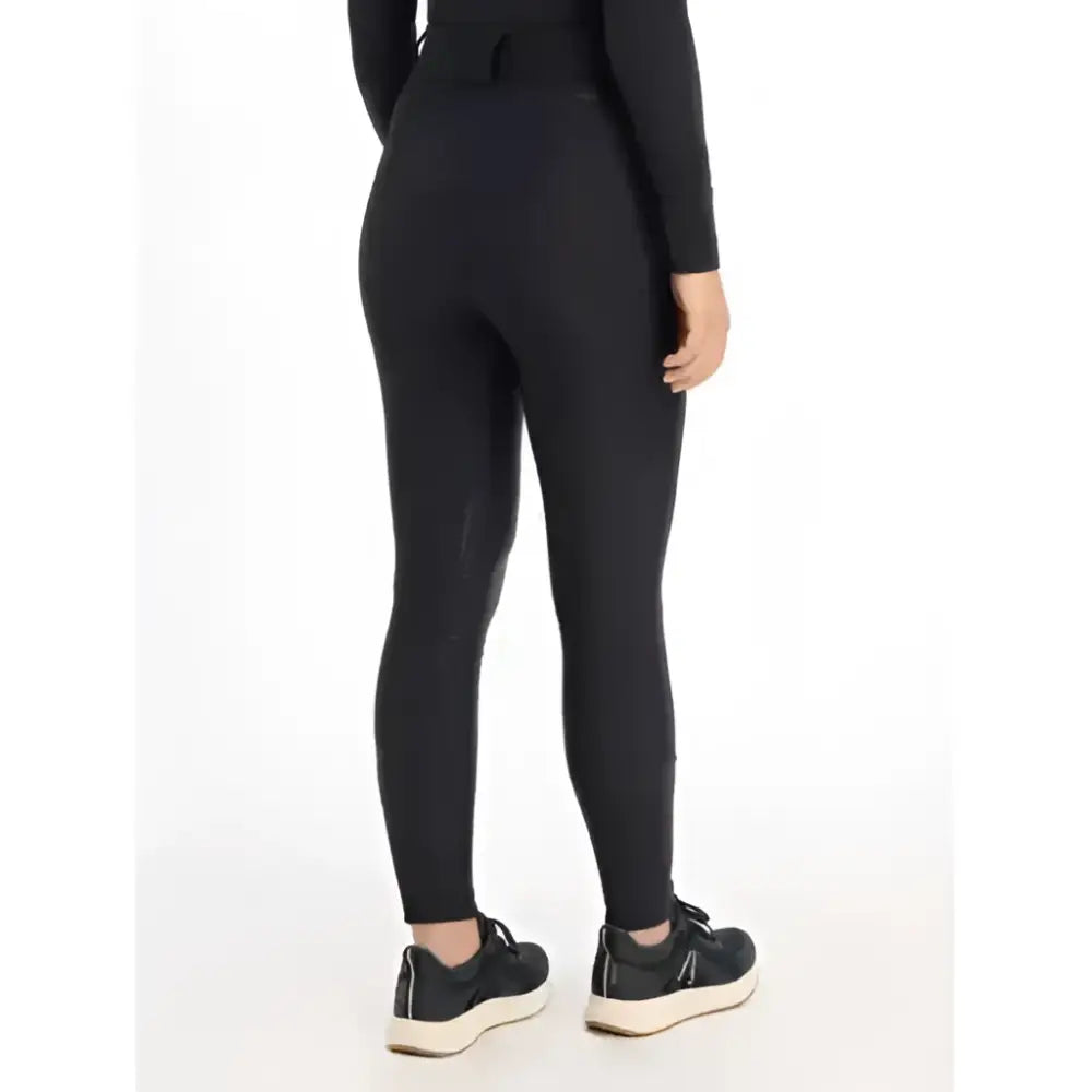 Black stretchy lemieux drytex waterproof breeches knee grip navy with subtle side panel detailing for riding