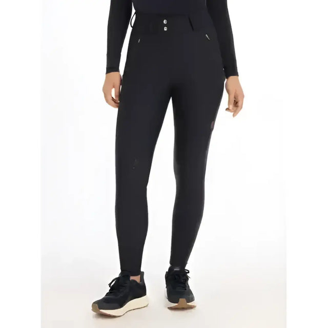 Lemieux drytex waterproof breeches knee grip navy with sleek black design and breathable perforations for riding comfort