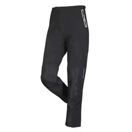 Black lemieux drytex waterproof athletic pants with white thigh logo and reflective stripes for stormwear use