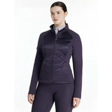 Dark purple quilted lemieux dynamique jacket with high collar and full-length zipper in the juniper collection