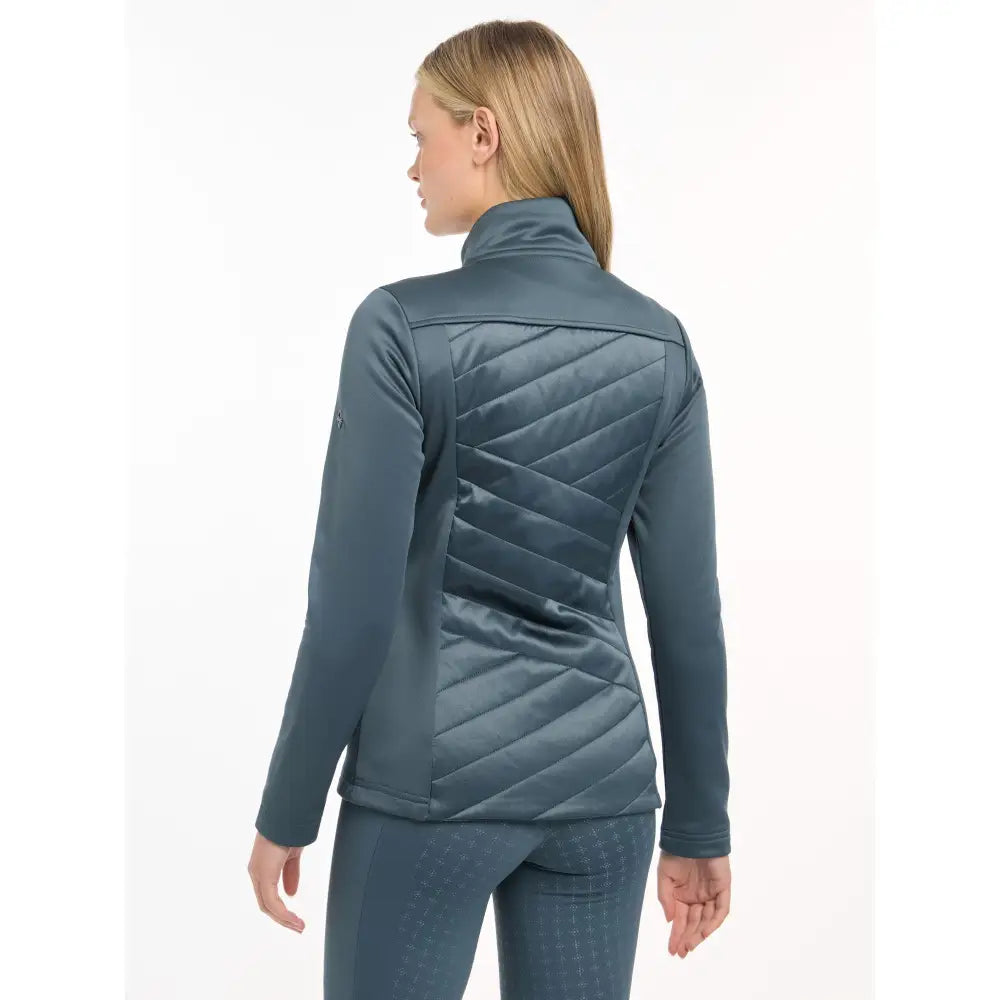 Blue-gray Lemieux Dynamique Jacket Petrol with high collar viewed from the back