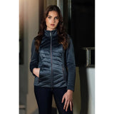 Navy blue quilted Lemieux Dynamique Jacket Petrol with high collar and zipper closure