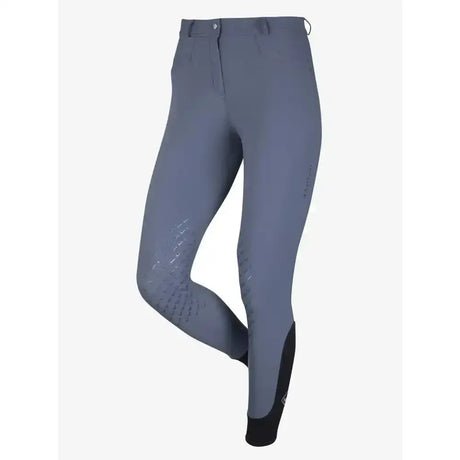 Gray lemieux dynamique knee grip breeches with black ankle cuffs and textured grip panels on the thighs