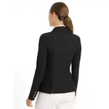 Black tailored lemieux dynamiqué show jacket with three-button cuffs and structured back for competition performance and ultimate breathability