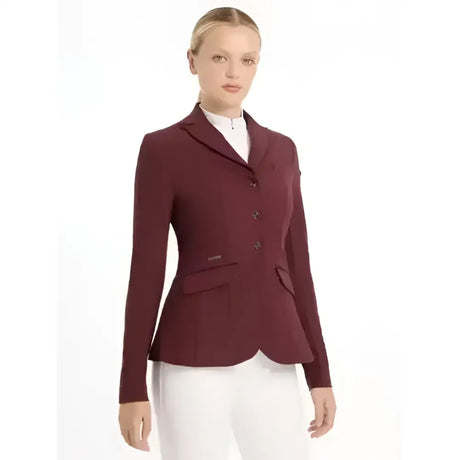 A lemieux dynamiqué jacket burgundy with tailored fit flap pockets and buttoned front for ultimate breathability