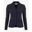 Navy blue lemieux dynamique women’s equestrian blazer with three buttons flap pockets and sports mesh lining for breathability