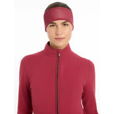 A maroon stretchy lemieux ear warmer headband ember with super soft micro-fleece and subtle embroidered logo