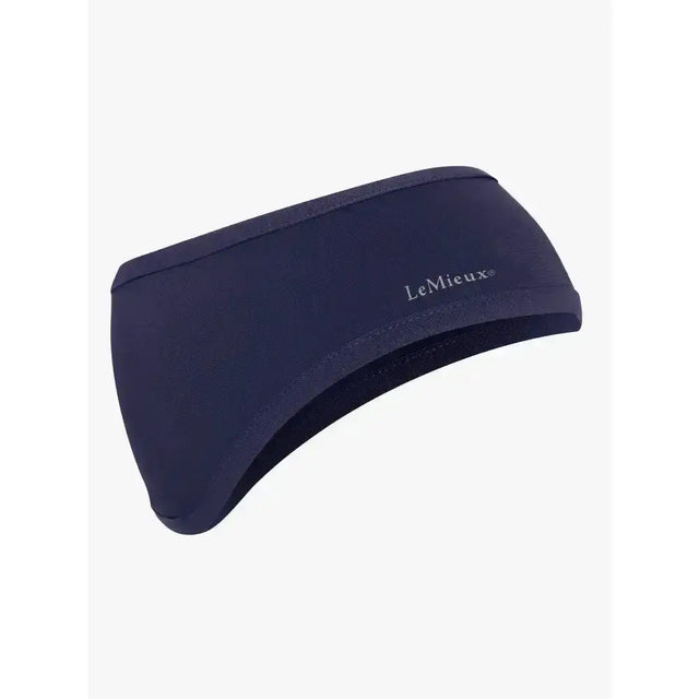 Navy blue lemieux ear warmer headband made of soft elastic fabric perfect for cold weather warmth indigo style