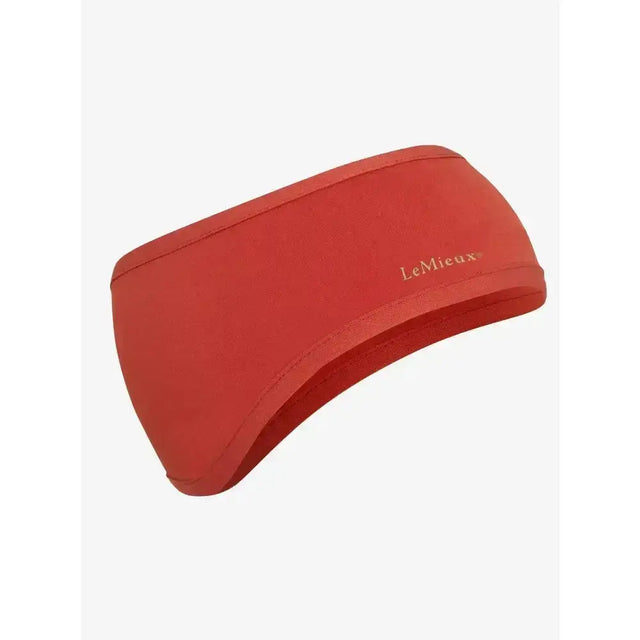 A lemieux ear warmer headband in rust sienna with smooth fabric and subtle edge stitching for cozy warmth